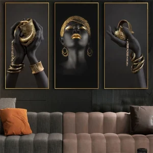Wall Art Posters And Prints Black Hands Holding Golden Jewellery Canvas Pictures Home Deco