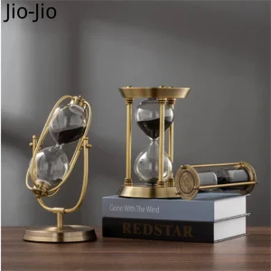 Retro Metal Hourglass Sandglass Black Sand Clock Timer Home Decor Ornaments Living Room Office Desktop DIY Decoration