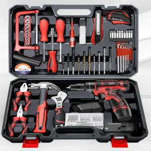 New Low price Electric hand drill hardware toolbox, electric drill electric screwdriver universal set, metal wall plate